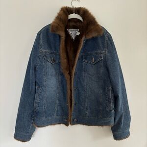 Marvin Richards Blue and Brown Lightweight Faux Fur-Lined Jacket